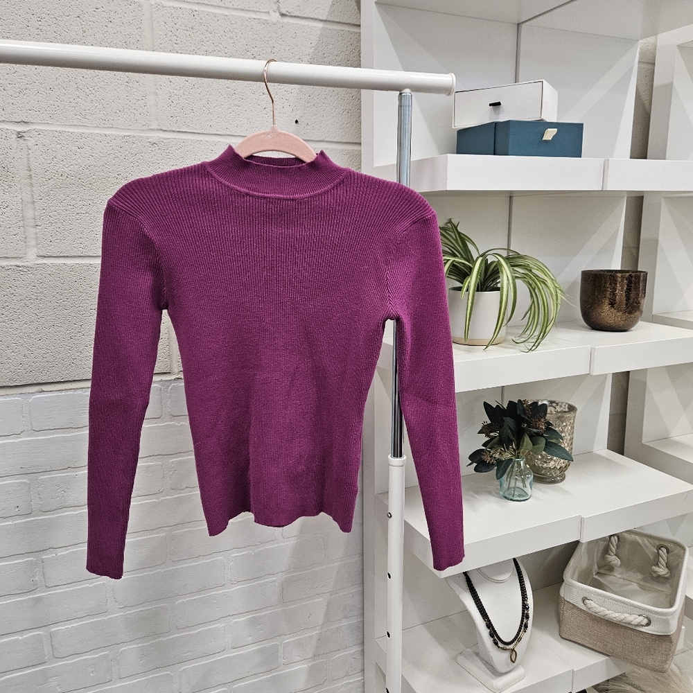 Fuchsia Slim Fit Ribbed Sweater - Picture 3 of 7